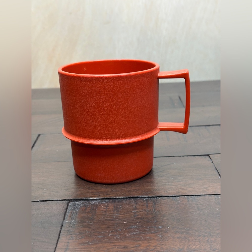 Tupperware Stacking cup mug 1312-7 Vintage Orange Good Condition for age